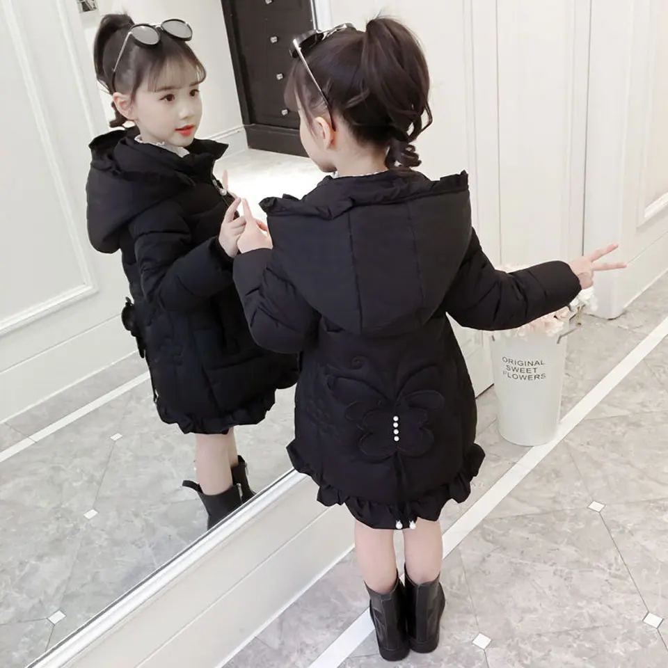 

NEW Girl Winter Cotton-Padded Jacket Children's Fashion Coat Kids Outerwear Baby's Warm Down Jacket Children Clothing 4-10 years