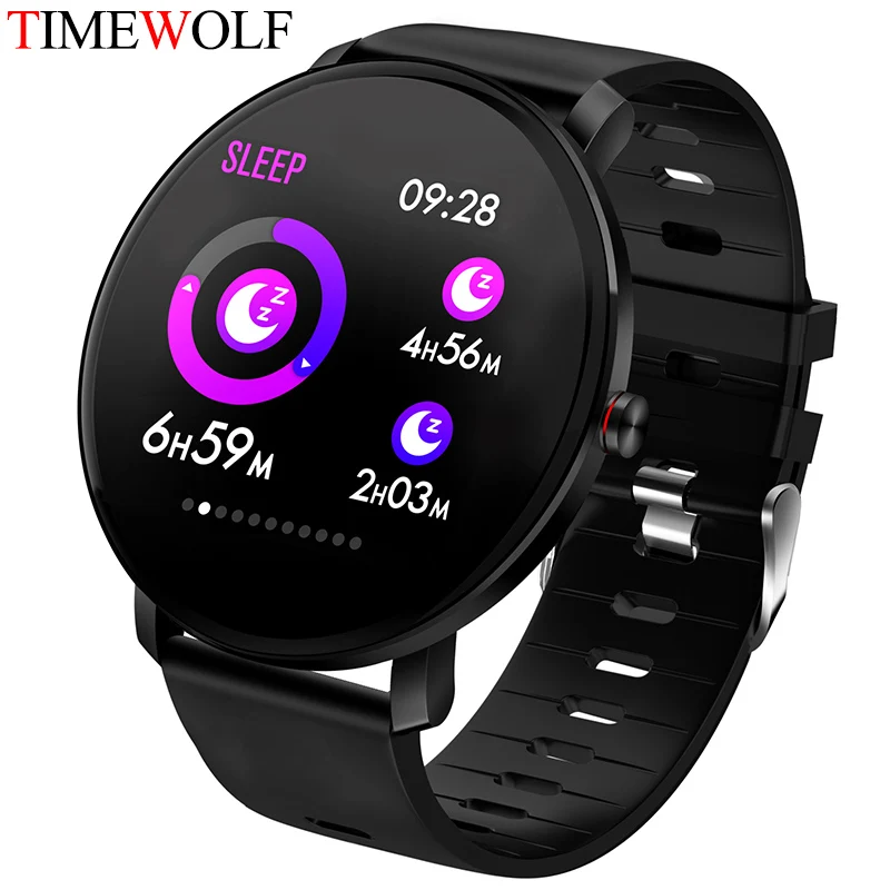 Black Timewolf K9 плюс Смарт-часы для мужчин и женщин монитор сердечного ритма кровяное давление фитнес-трекер Smartwatch спортивные умные часы Pebble - Цвет: Black