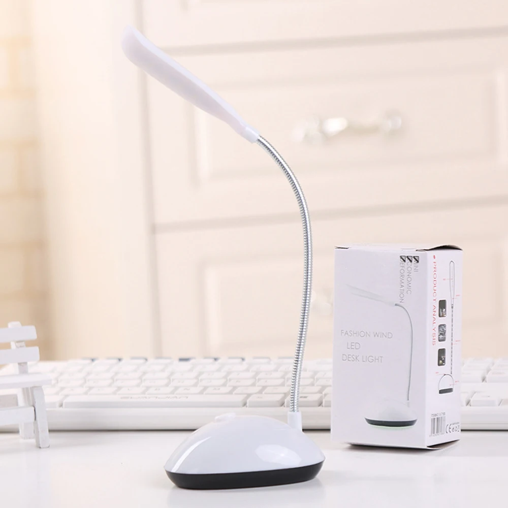 

Portable LED Desk Lamp Battery Operated Button Control Flexible 360 Dgree Neck Eye-Caring College Dorm Table Reading Night Light