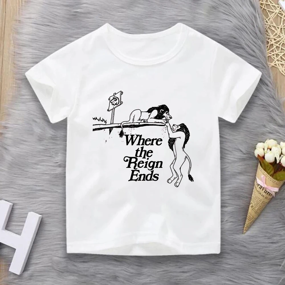 Повседневная футболка Детская с мультяшным рисунком Симбы модный топ принтом