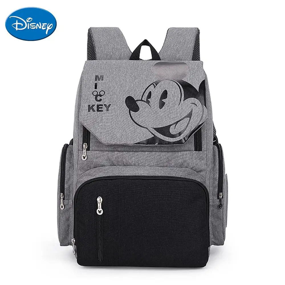 Mickey Grey 02 Дисней Микки Минни большой емкости пеленки сумки для мам материнства подгузник сумка для кормления путешествия рюкзак Дизайнер уход за ребенком - Цвет: Mickey Grey 02