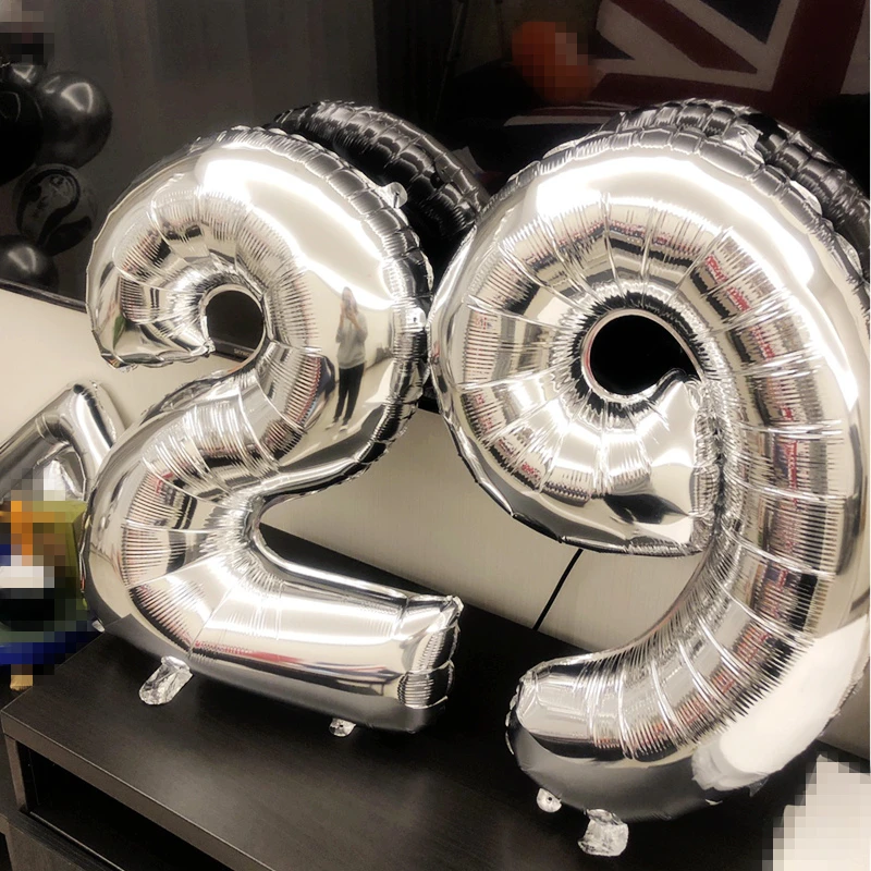 Большая Золотая Серебряная фольга с цифрами воздушный шар поздравлением 13 18 21 29 30