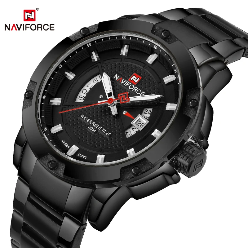 Мужские часы Топ люксовый бренд NAVIFORCE мужские полностью стальные часы кварцевые часы Аналоговые водонепроницаемые спортивные армейские военные наручные часы