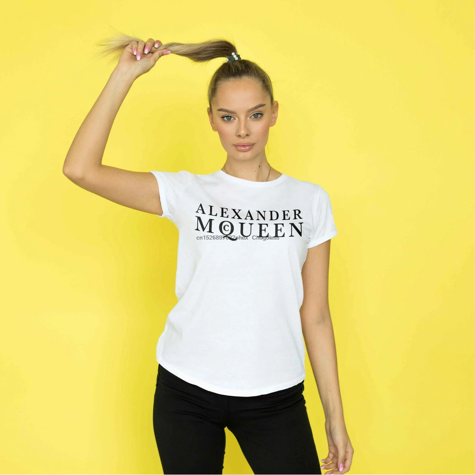 

Alexander Mcqueen1 Shirt Logo Vintage Skull Floral Women Mcq Mcqueen3 T-Shirt 01