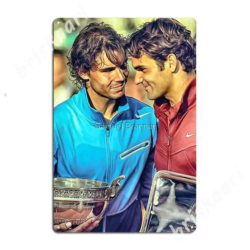 Рафа Надаль и Роджер Федерер. Roland Garros металлические знаки Настенный декор паб