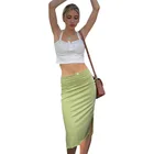 Женская Повседневная юбка, светильник тонная светло-зеленая юбка с Боковым Разрезом и бантом, для взрослых, лето 2021