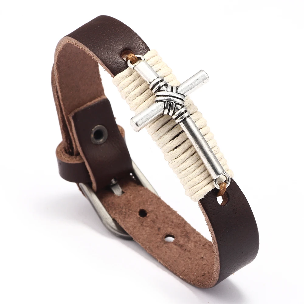 Новое поступление ретро классический кожаный браслет регулируемый манжета