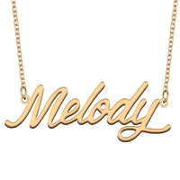 melody name necklace for women stainless steel jewelry 18k gold plated nameplate pendant femme mother girlfriend gift