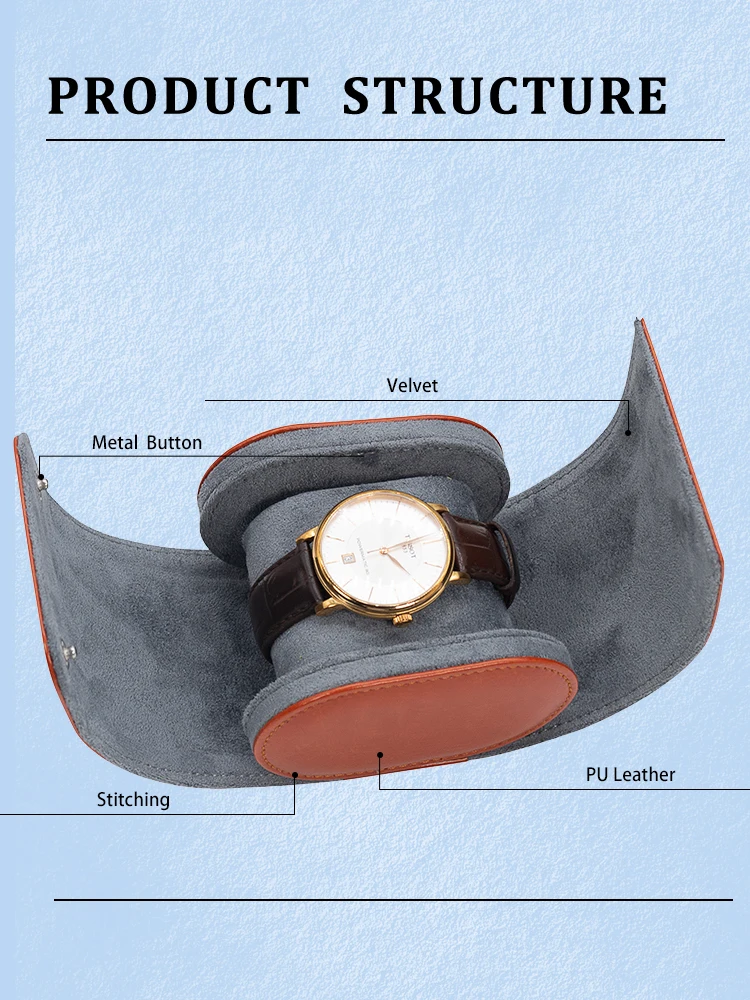 

Dropshipping Leather Watch Pouch Luxury Portable Watch Roll Customized Logo Travel Watch Case