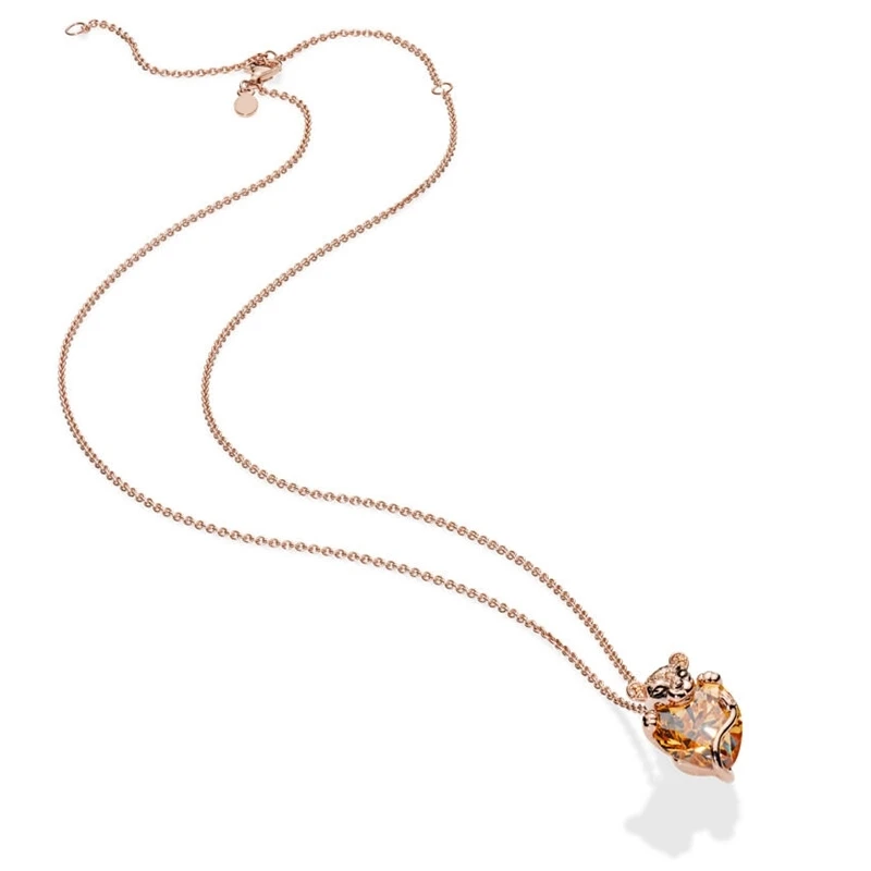 

2019 NEW 100% 925 Sterling Silver Sparkling Lion Princess Heart Necklace Rose Gold Original necklaces for women Fashion Jewelry