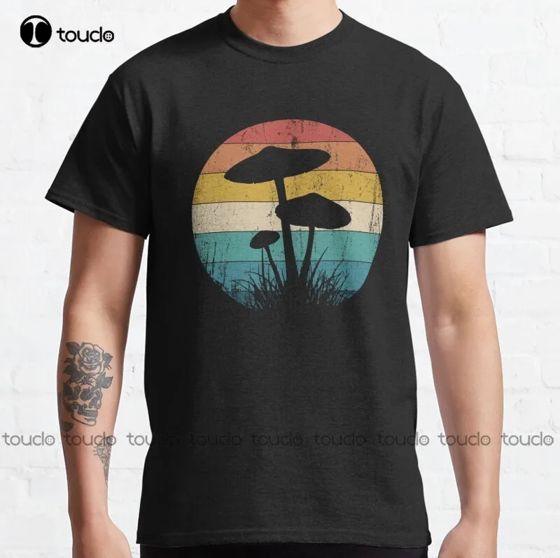 

New Retro Psychedelic Mushroom Shrooms Forager Magic Mycology Classic T-Shirt Fishing Shirts Cotton Unisex Tee Shirt