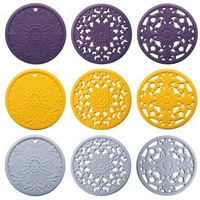 hot sales 3pcs exquisite hollow carved silicone insulation pad anti scald pot mat coaster