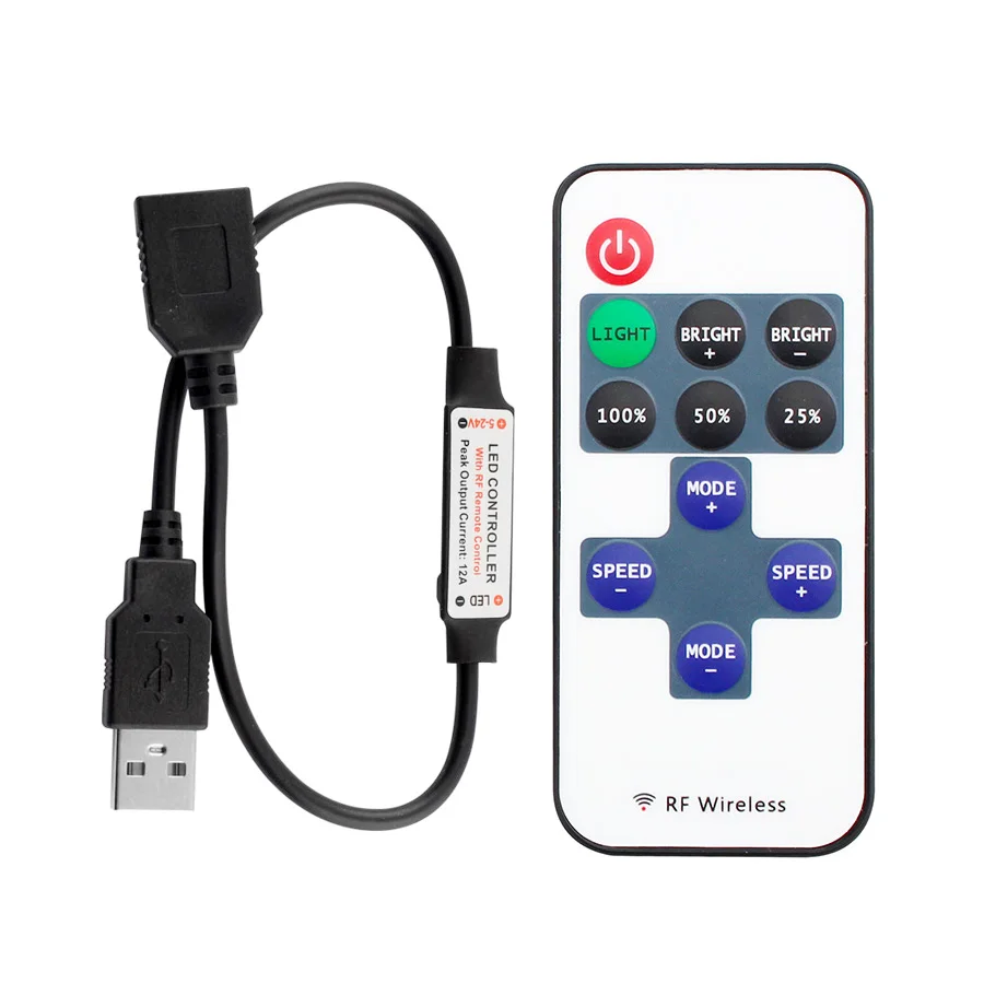 Пульт дистанционного управления с 11 клавишами USB RF для светодиодной ленты мини