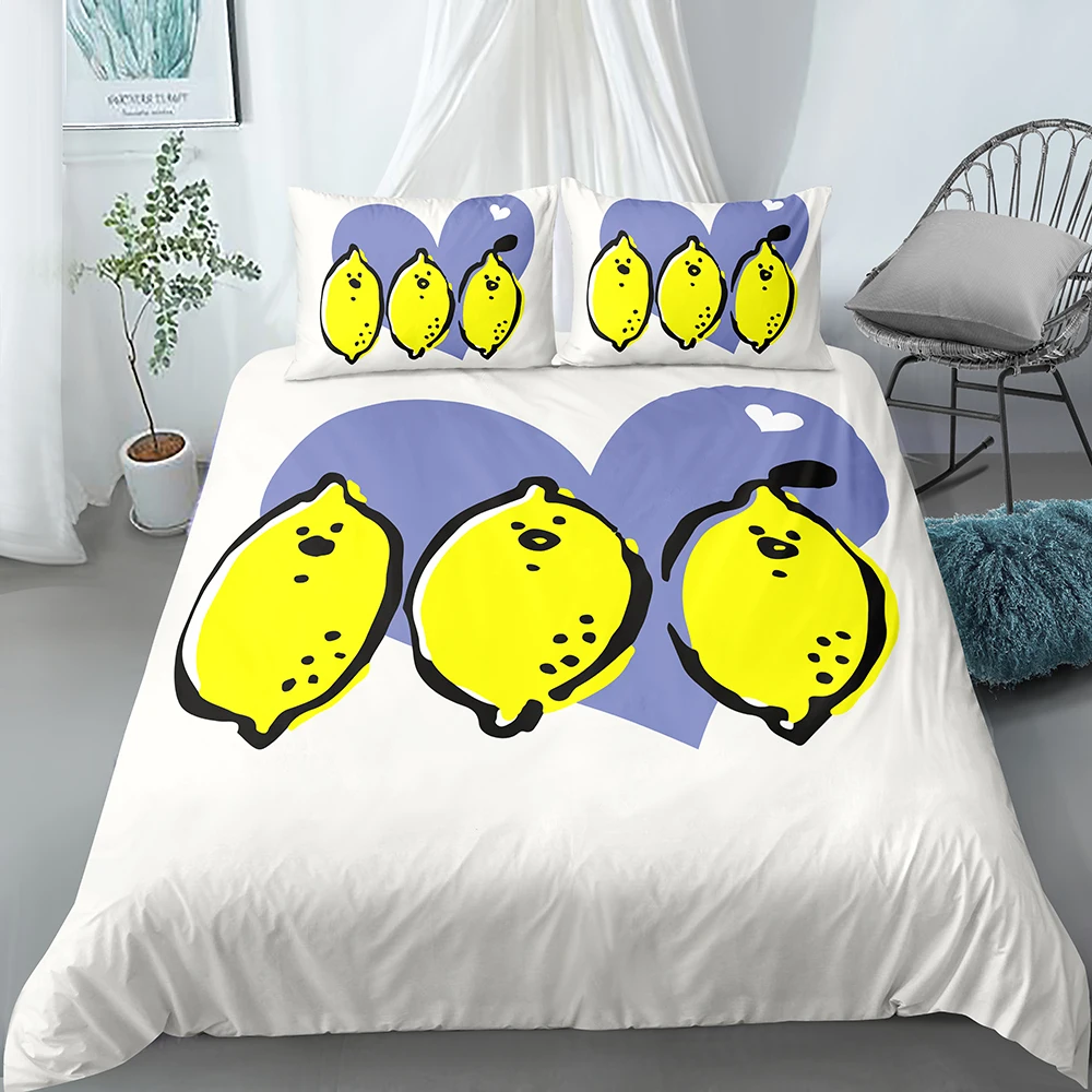 Комплекты постельного белья с принтом бананов и яблок комплект пододеяльником