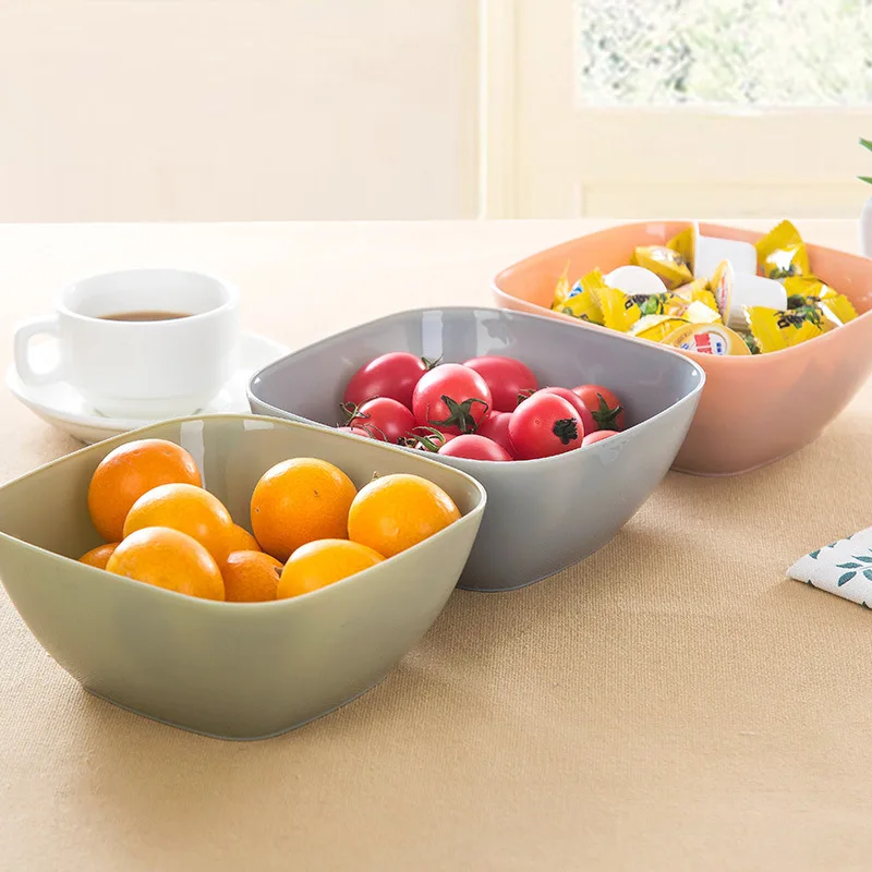 

Household Eco-Friendly Wheat Straw Unbreakable Snacks Fruit Bones Plate Square Colorful Salad Bowl