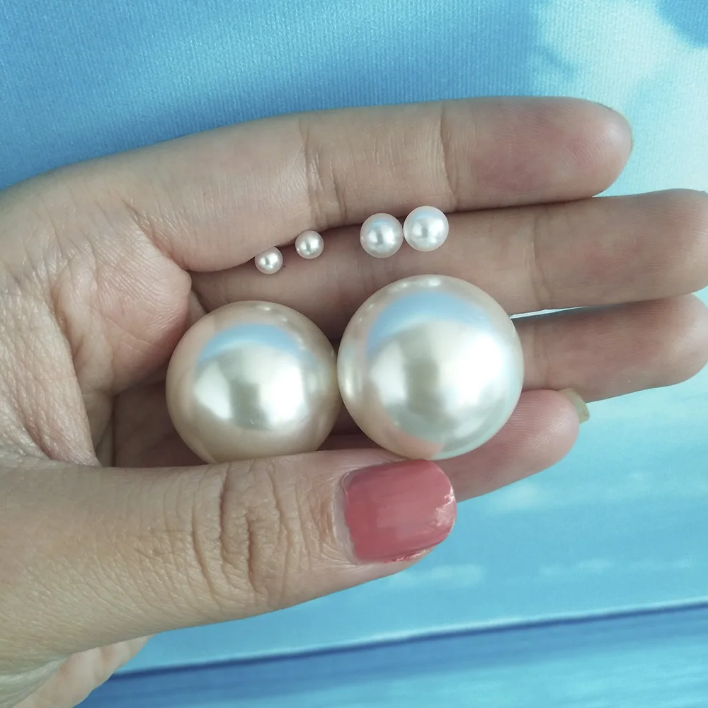 Japanese Korean Retro Big Pearl Earrings sizes white pearl Ear Studs Temperament Simple Personality Pendients For Women Jewelry | Украшения