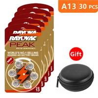 hearing aid batteries size 13 za rayovac peak performancepack of 30orange tab pr48 1 45v type a13 au 6nhs zinc air battery