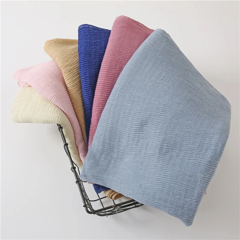 Модный плиссированный Макси-хиджаб со стразами элегантный платок простой