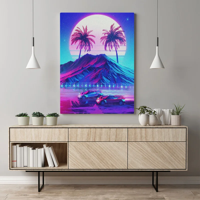 Постер Synthwave в стиле ретро на холсте для гостиной спальни кабинета | Дом и сад