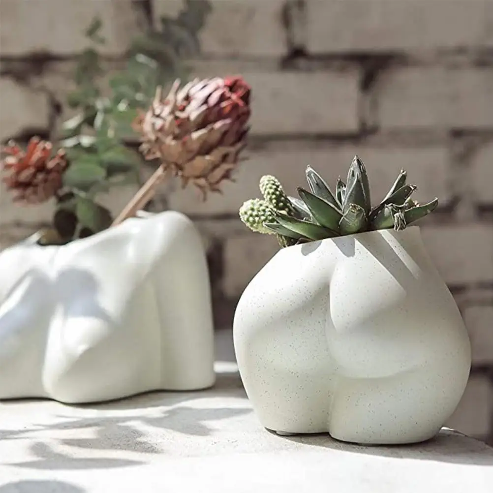 

Nordic Style Female Body Plant Pot Resin Flower Vase Chest Butt Shaped Vase Planter For Modern Home Office Decorat Ornaments