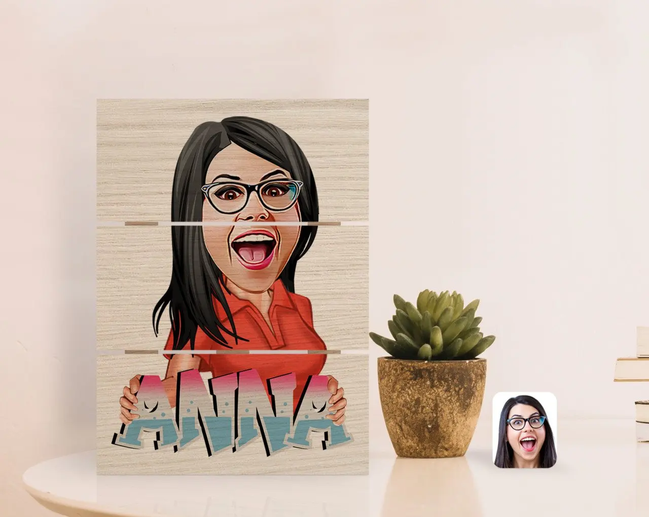 

Персонализированная Женская карикатура подлинной деревянной поддонной рамы