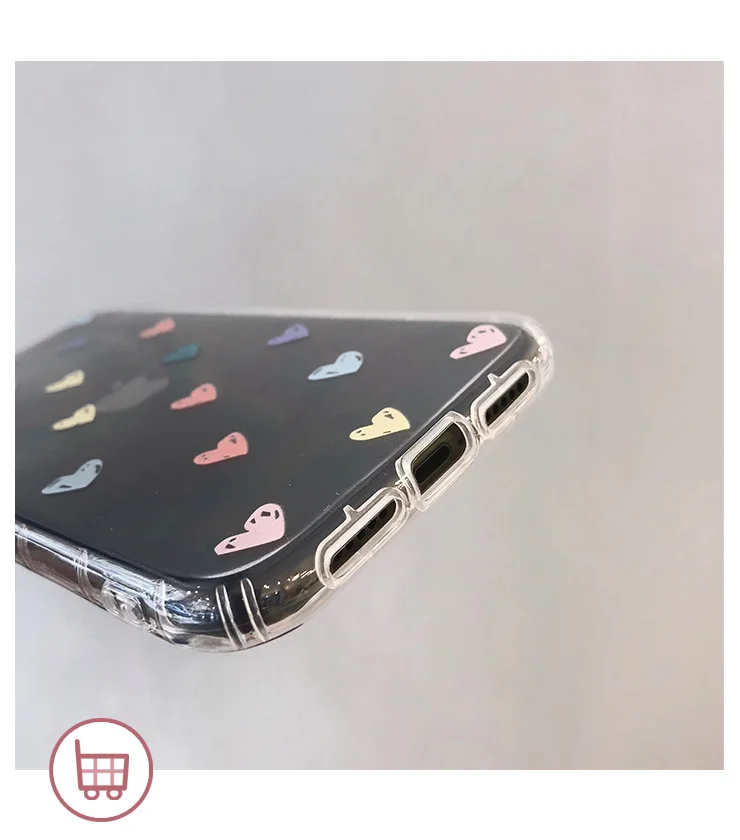 

Colorful Love Heart Transparent Phone Case For iPhone 11 Pro Max SE 2020 XR XS Max X 7 8 Plus Soft TPU Shockproof Back Cover