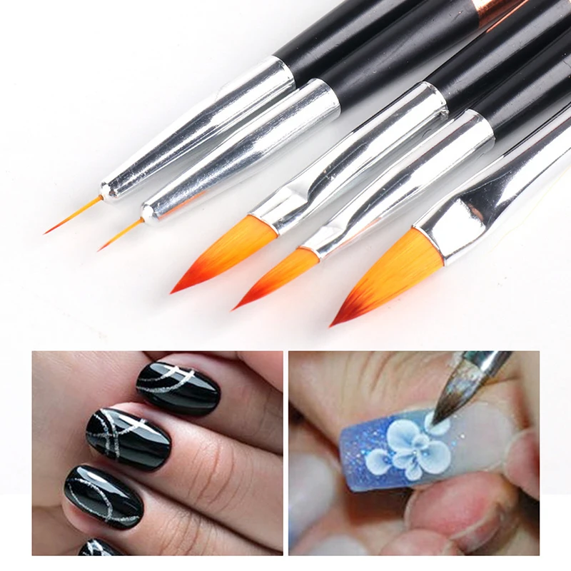 

Double Ended Nail Art Brushes 5 PCS 2 In 1 Dotting Painting Point Drill Tools Nail Art Pen UV Gel Liner Polish Brush Set