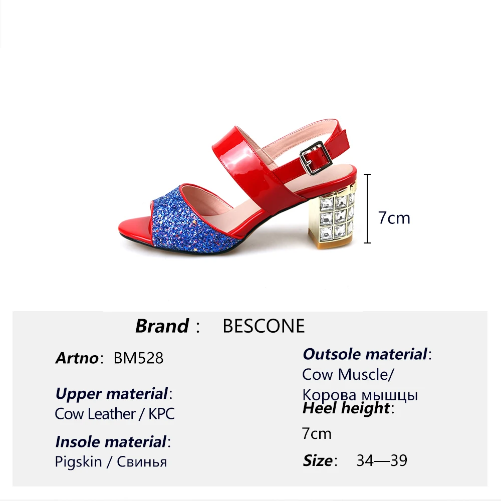 

BESCONEWomen's Sandals Elegant Leisure Cow Leather Handmade Sandals Peep Toe Middle Heel Casual Dress Lady Shoes Women BM528