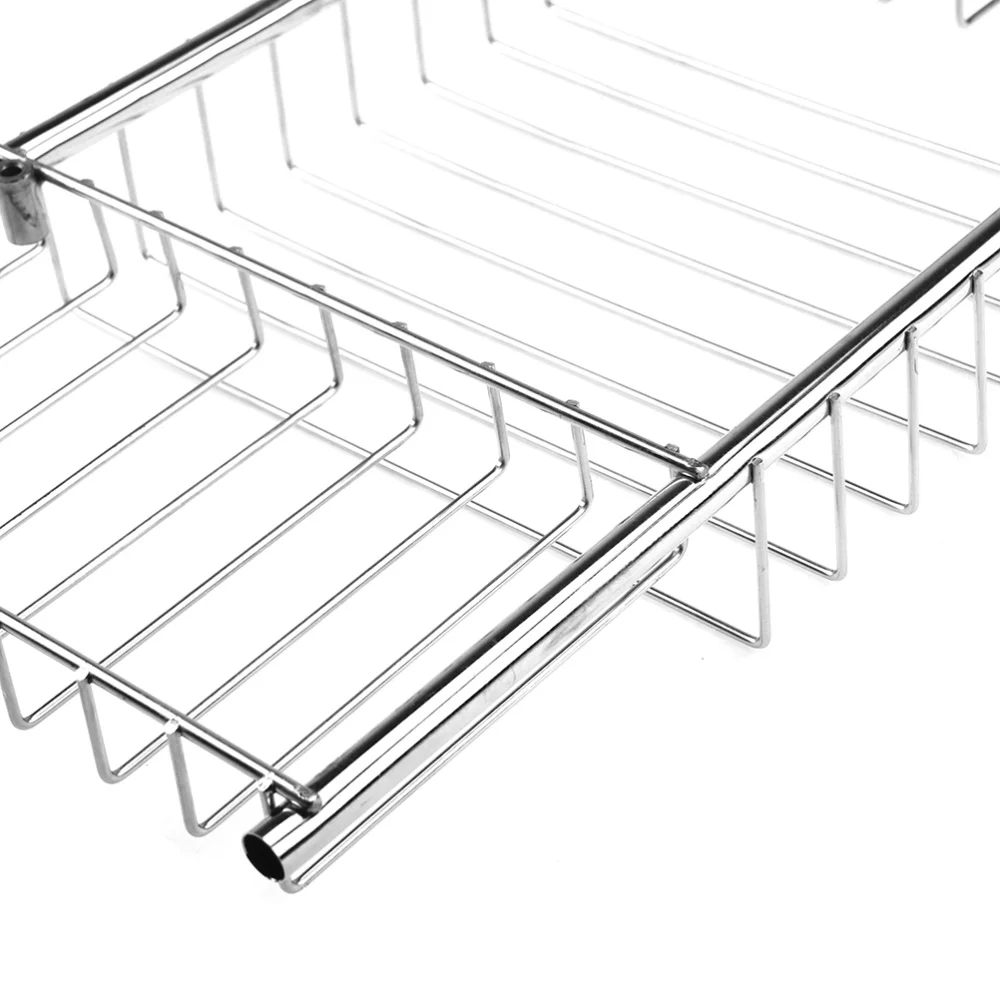 

Stainless Bathtub Tray Over the Tub Racks Retractable Shower Organizer with Extending Sides for Holding and Towels