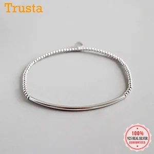 Trustdavis модный подлинный 925 Стерлинговое Серебро сладкий минималистичный 2 мм бусины эластичный браслет для женщин Свадебные ювелирные изделия подарок DS2275