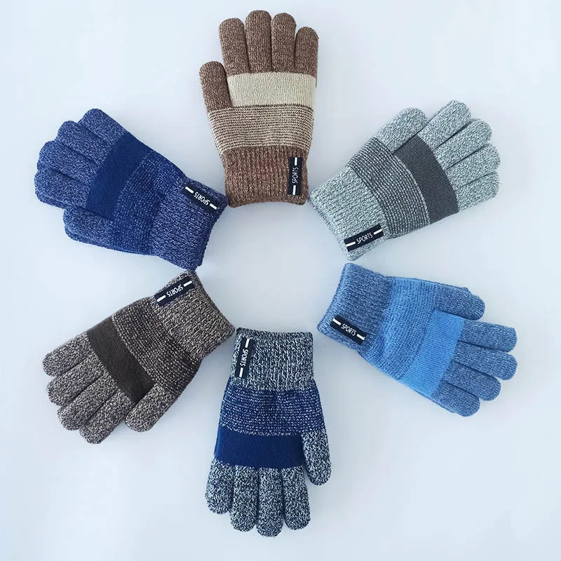 

Hot Sale New Winter Children Cute Gloves Warm Knitting Coral Cashmere Mitts Solid Colors Unisex Girl Boy Baby Gloves