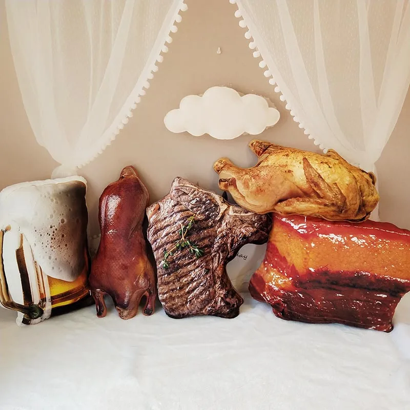 Simulation Braised Pork Big Pillow Flow Oil Roast Duck Chicken Steak Funny | Дом и сад
