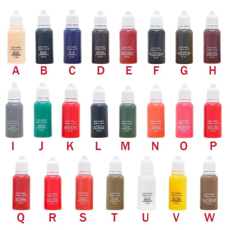 

15ml Semi Permanent Makeup Eyebrows Inks Lips Eye Line Tattoo Color Pigment Tattoo Color Inks