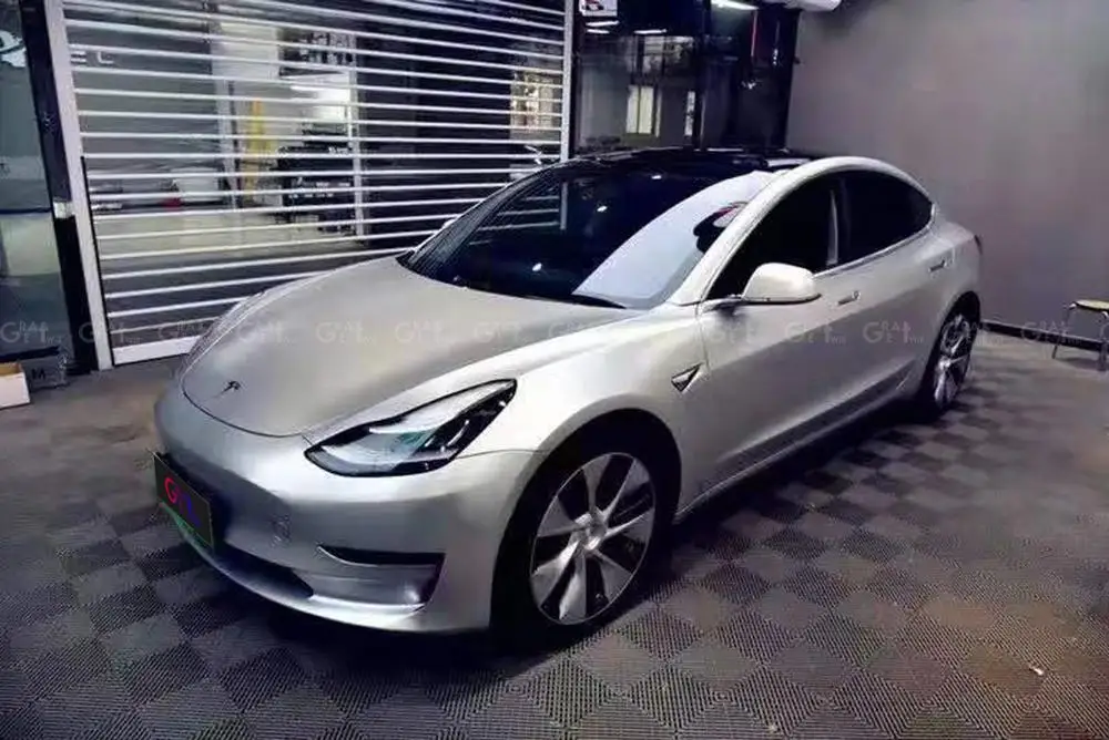 Premium Lightning Satin Metallic Silver Vinyl Wrap Film Frozen Car Foil For Sticker FAMEWILL Air Free 1.52x20M/Roll | Автомобили и