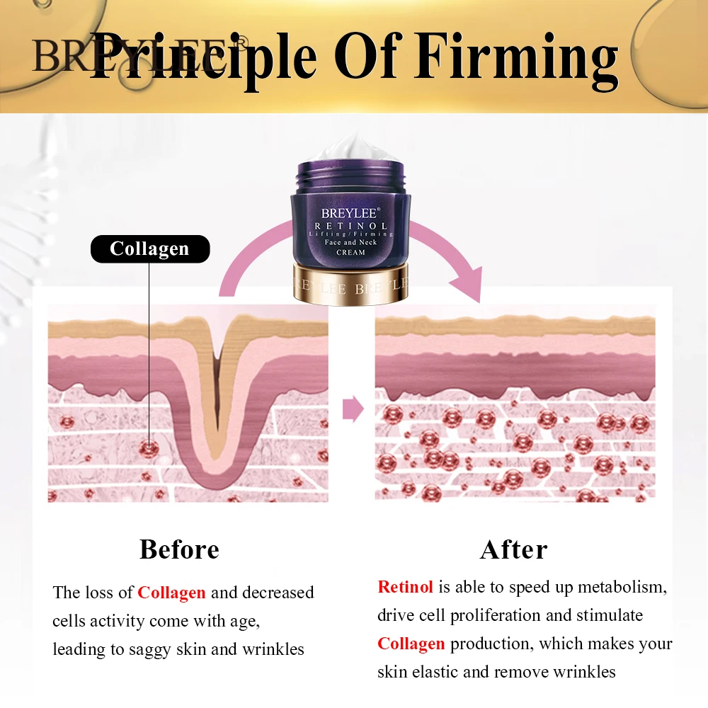 

BREYLEE Retinol Firming Face Cream Lifting Neck Anti-Aging Removing Wrinkles Night Day Moisturizer Whitening Face Skin Care 40g