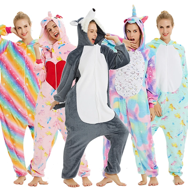 Кигуруми пижамы женские пижамы единорог аниме панда Onesie Пикачу костюм пижамы для взрослых Кигуруми комбинезоны единорог пижамы
