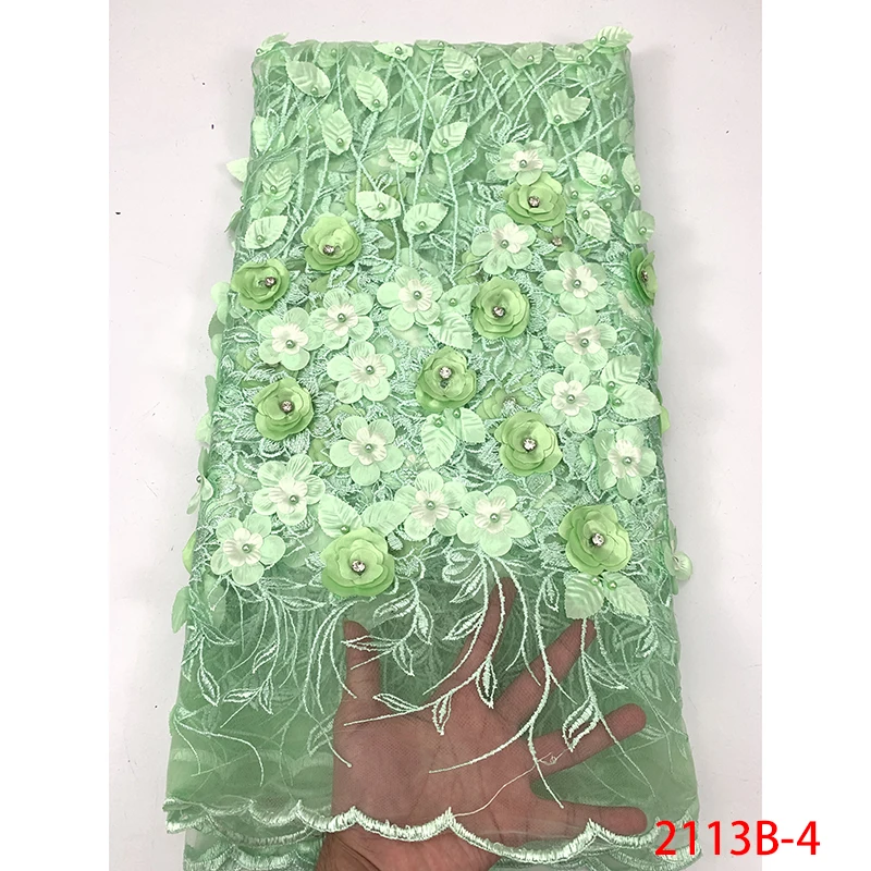 Новые модные африканские 3D Цветы Кружева с камнями/бисером фиолетовый