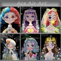 diy full drill beautiful cartoon gril diamond painting with shiny magic cross stitch art picture for fun