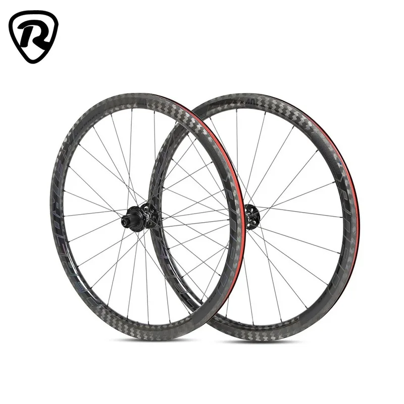 Купи New RS carbon fiber disc brake road wheel set 4 Peilin 700C road wheel set disc brake 24 hole side pull carbon road bike wheels за 38,940 рублей в магазине AliExpress