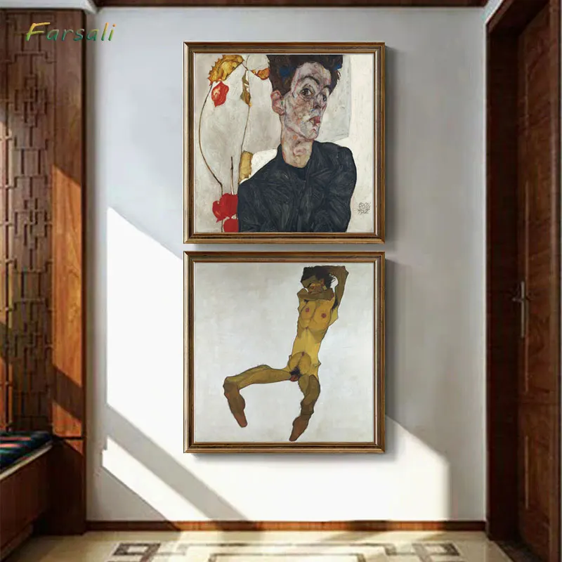 Абстрактная масляная живопись Egon Schiele Осеннее дерево холст Художественная