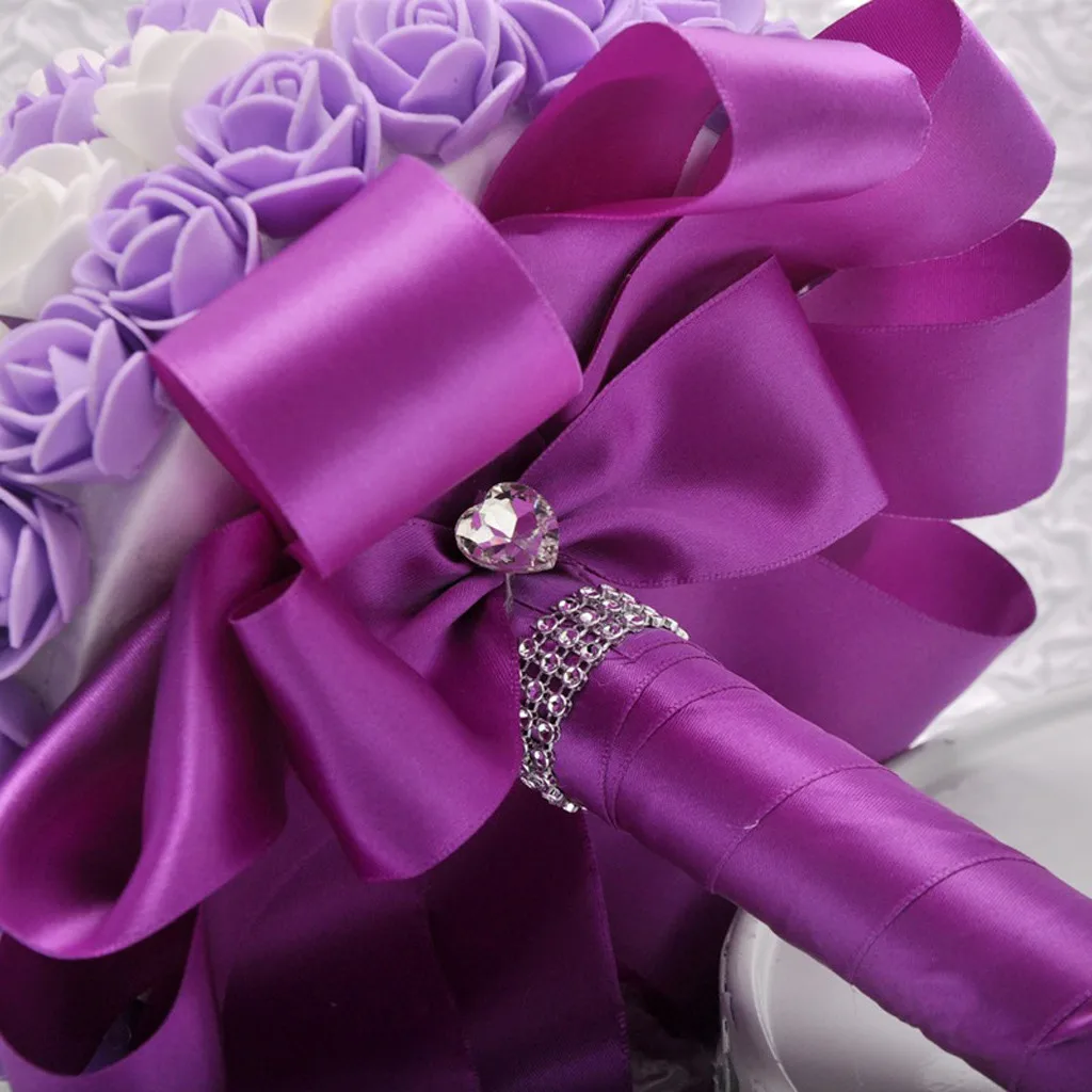 Свадебный букет из искусственных шелковых цветов хрустальных роз и жемчуга для