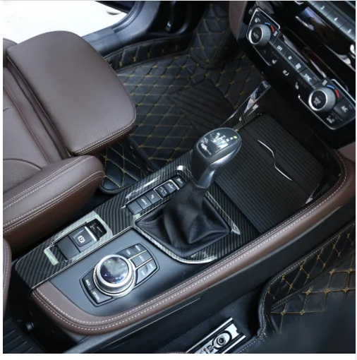 

Углеродное волокно Цвет-модификация автомобиля центральной консоли Кнопки украшения рамки Накладка для BMW X1 F48 16-19 и X2 F47 2018 для леворульных ...