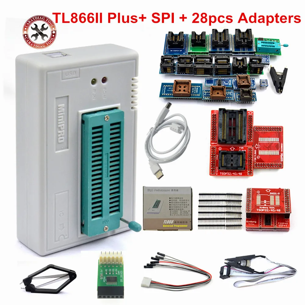 Новинка 100% оригинальный TL866II Plus Универсальный программатор Minipro с 28 адаптерами +