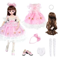 ucanaan pink princess dress for 13 bjd sd dolls full outfits clothes set wig shoes headwear accessories for 60cm doll