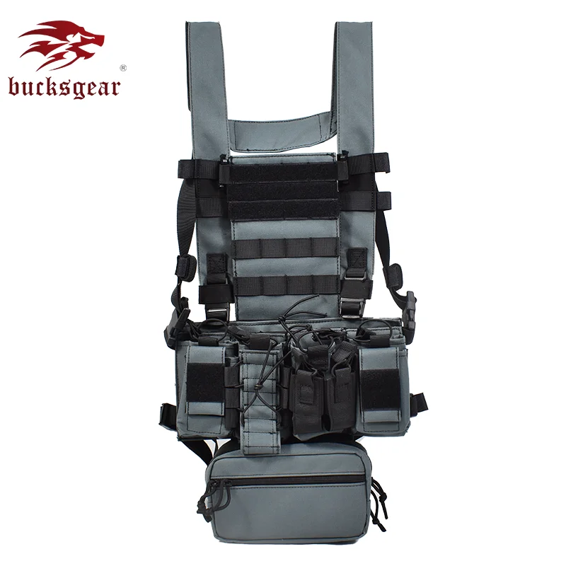 

BUCKSGEAR wargame light-weight paintball vest outdoor quick-release D3 tactical chest rig with removable ammo pouches
