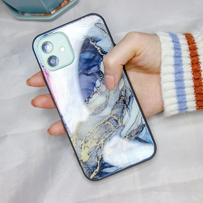 Чехол из закаленного стекла ручной работы с чернилами для iPhone 11 12 pro Mini MAX SE 2020