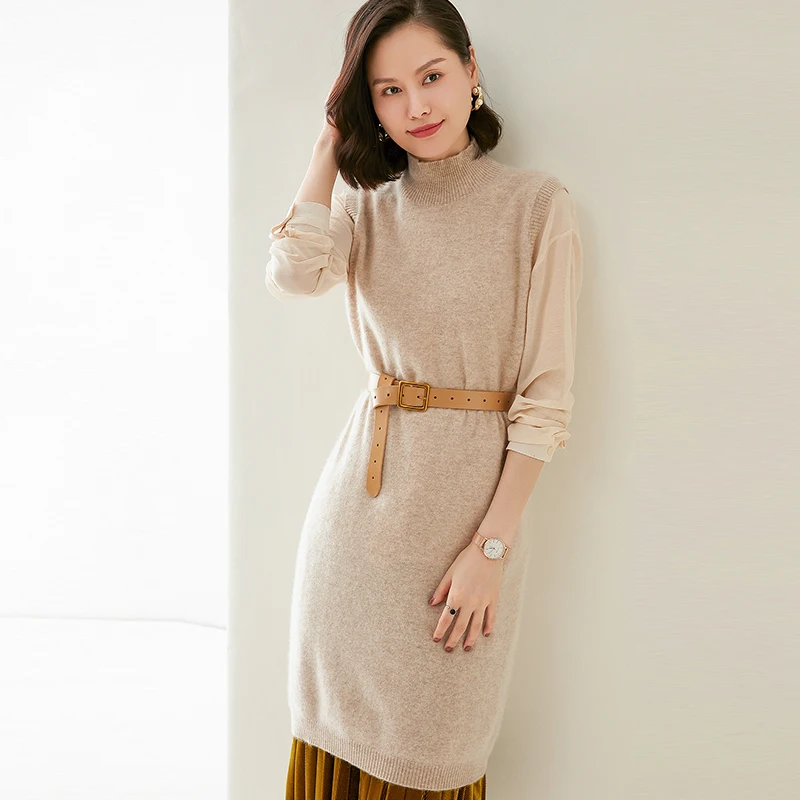 adishree woman winter 100% Cashmere sweaters autumn knitted Pullovers dresses High Quality Warm Female thickening Turtleneck