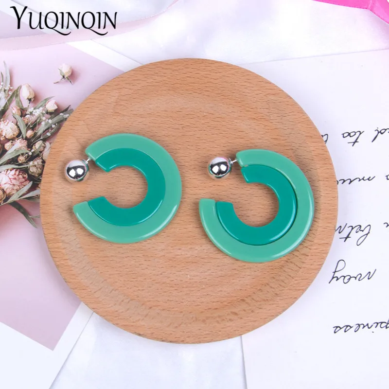

Elegant Charm Colorful Bohemia Big Earrings for Women Non-closed Double Loop Resin Acrylic Ladies Fashion Jewelry Drop Earrings