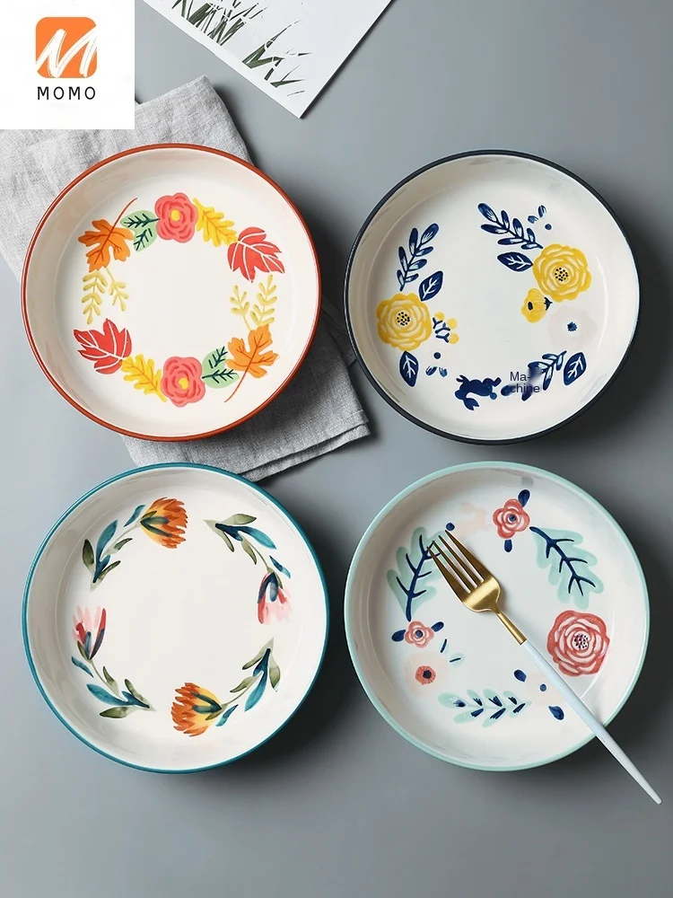 

Japanese Plate Tableware Ceramic Set Fruit Soup Plate Bowl Creative Cute Dinner Plate Deep Plates