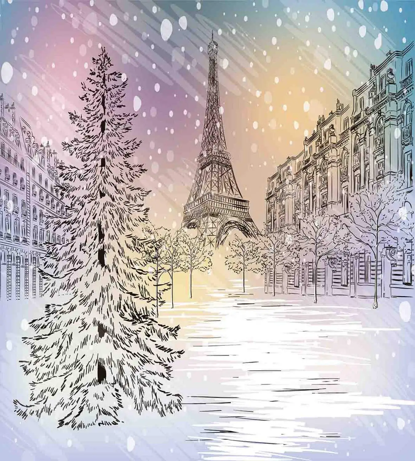 Зимний комплект пододеяльников с изображением штурмового зимнего дня на